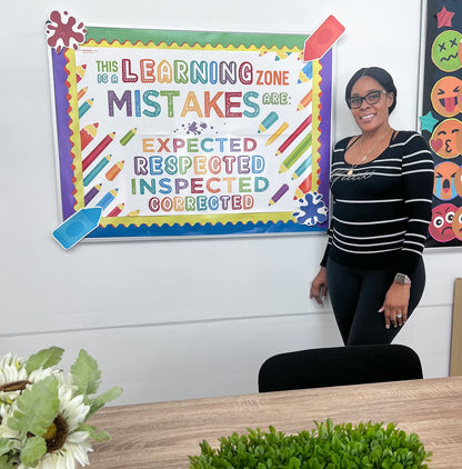 Sproutbrite 2 Large 13.5" x 39" Motivational Posters for Classroom - Learning Zone - Educational, Motivational & Inspirational Growth Mindset for Teacher, Students Creates a Supportive Learning Zone