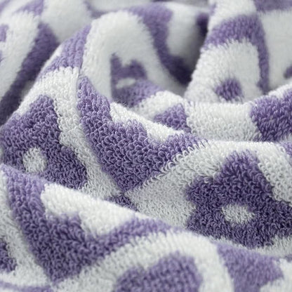 Jacquotha Cotton Hand Towels Lilac Checkered Floral