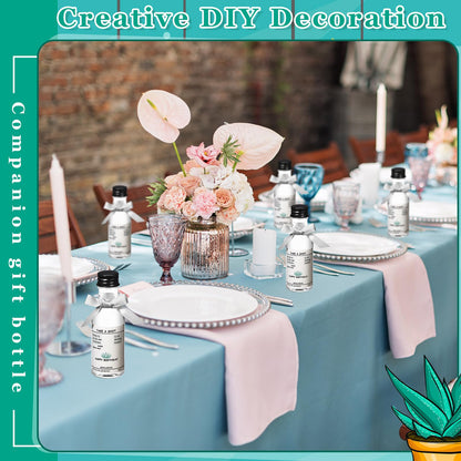 Jingmore 30 Pack 1.7oz Mini Liquor Bottles 50ml Plastic Alcohol Bottle with Cap, Labels, Ribbon for Party Supplies(Birthday,Turquoise)