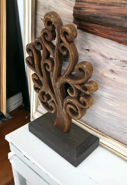 VANIYA CRAFTS® Wooden Carved Handmade Engraved Table Decor Table Sculpture Home Decor Statue for Living Room, Bedroom, Office Desktop, Cabinets (Walnut & Black)
