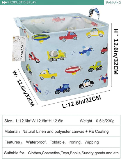 FANKANG Square Nursery Hamper Storage Bins Canvas Laundry Basket Foldable