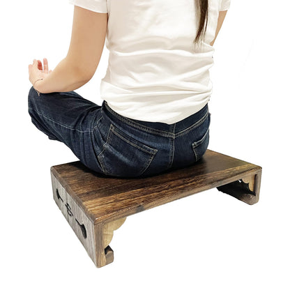 Wooden Step Stool for High Beds, Multi-Use Low Wood Platform and Low Table, Non-Slip Step Stool and Foot Stool for Kitchen, Bathroom and Home Office, 19.6''×12.6''×4.3''