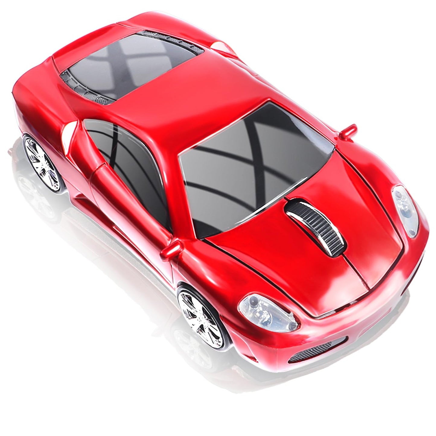 elec Space Wireless Mouse, 2.4GHz Cool Sport Car Shape Computer Mouse 1600 DPI Optical Cordless Mice with USB Receiver for PC Laptop Computer Notebook (Red)