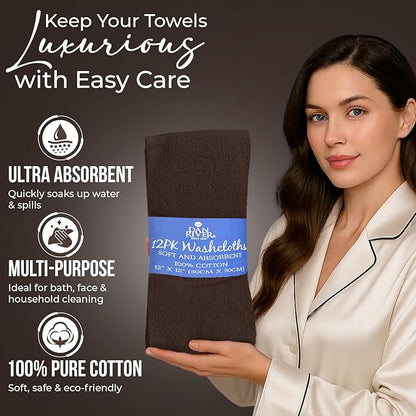 DAN RIVER 12 Pack Wash Cloths for Showering