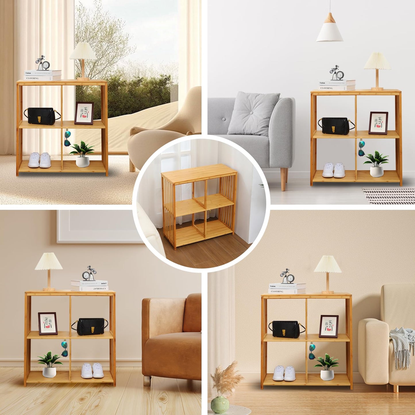 BAMHIGHS 2025 Upgraded 2x2 Cube Storage Shelf - Premium Kallax Alternative | Eco-Friendly Bamboo Bookshelf | Heavy-Duty Organizer for Living Room, Nursery & Office