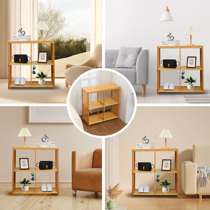 BAMHIGHS 2025 Upgraded 2x2 Cube Storage Shelf - Premium Kallax Alternative | Eco-Friendly Bamboo Bookshelf | Heavy-Duty Organizer for Living Room, Nursery & Office