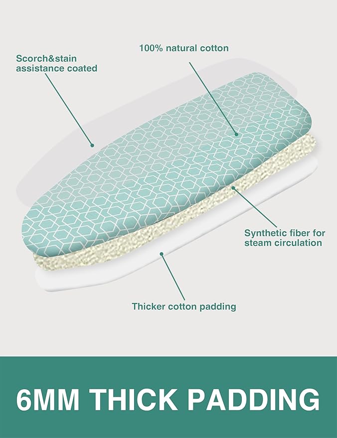 Extra Wide Ironing Board Cover and Pad, 18X49 Reflective Silicone Ironing Board