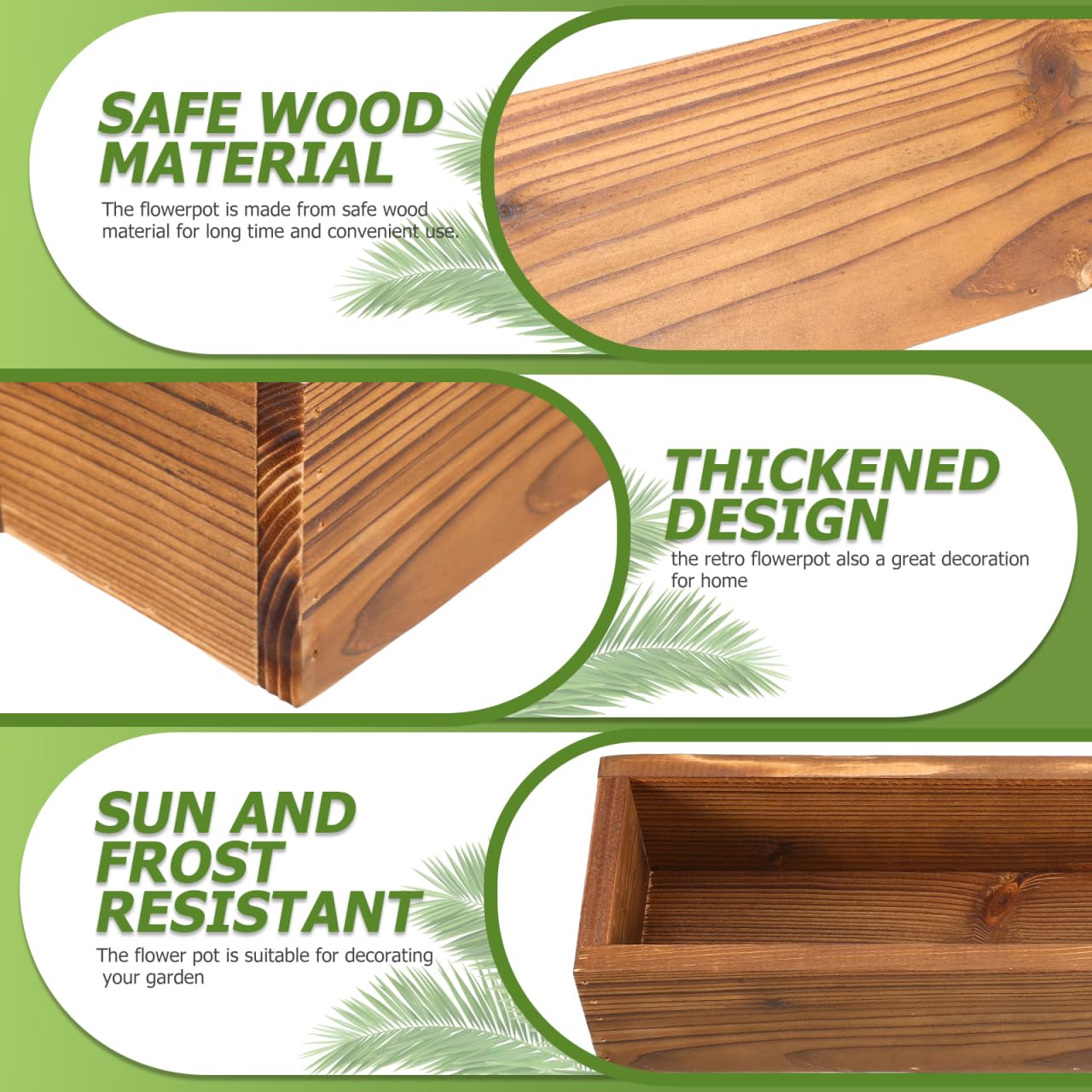 Hemobllo Rustic Wooden Flower Box Rectangular Cedar Planter for Outdoor Indoor Succulent Pot Decorative Planter