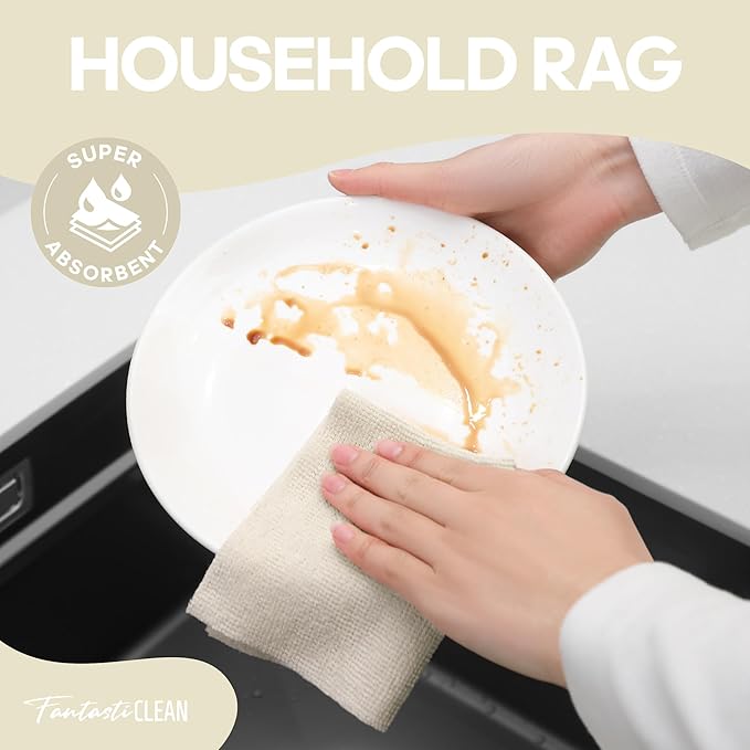 Fantasticlean Microfiber Cleaning Cloth Roll -60 Pack, Tear Away Paperless