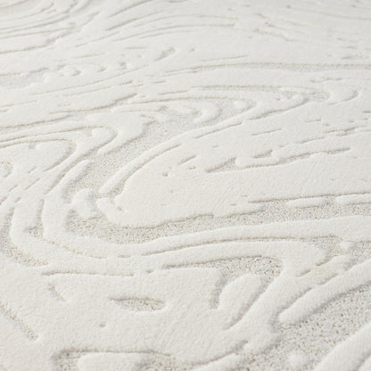 LUXE WEAVERS Abstract Marble Swirl Cream 5x7 Area Rug High Low Carpet