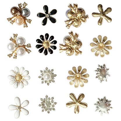 Mililanyo 80 Pieces Flower Rhinestone Buttons Faux Pearl Buttons Flat Back for Jewelry Making Wedding Party Home Decoration DIY Craft Hair Accessory