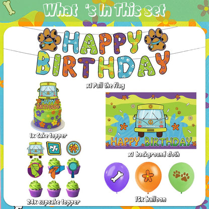 42pcs Scooby Dog Birthday Party Decorations Includes Cake Toppers,Cupcake Toppers, Banner, Backdrop, Balloons - Dog Theme Party Supplies Set for Baby Shower