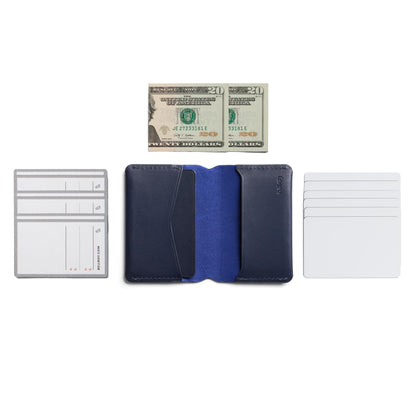 Bellroy Under Cover (slimline leather card wallet/holder with card storage, quick access slot, plus space for folded bills) - Navy