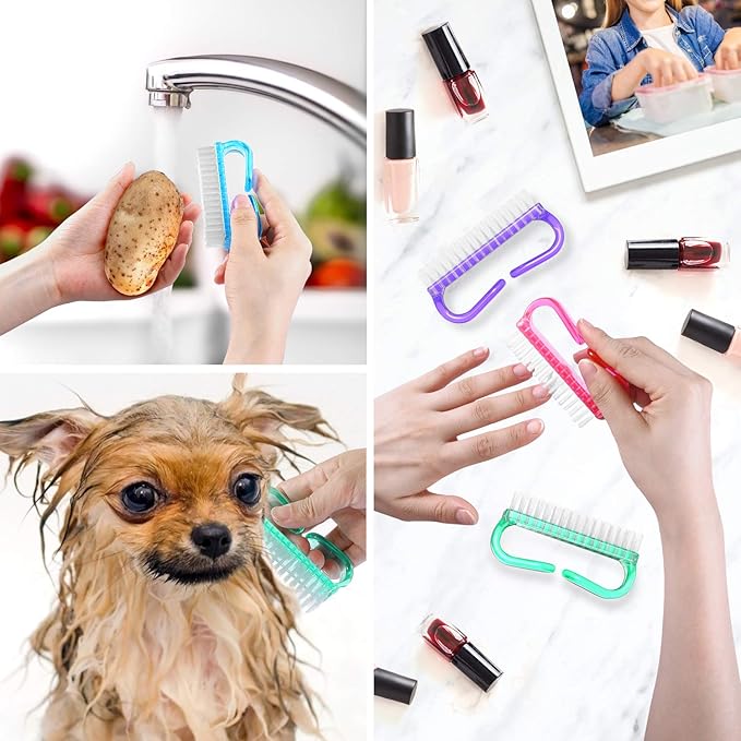 Handle Grip Nail Brush, Hand Fingernail Brush Cleaner Scrubbing Kit Pedicure