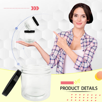 20 Pack 12 oz Plastic Jars with Lids Plastic Empty Storage Containers Refillable Clear Round Cosmetics Containers for Candy Kitchen Food Storage DIY Crafts Making