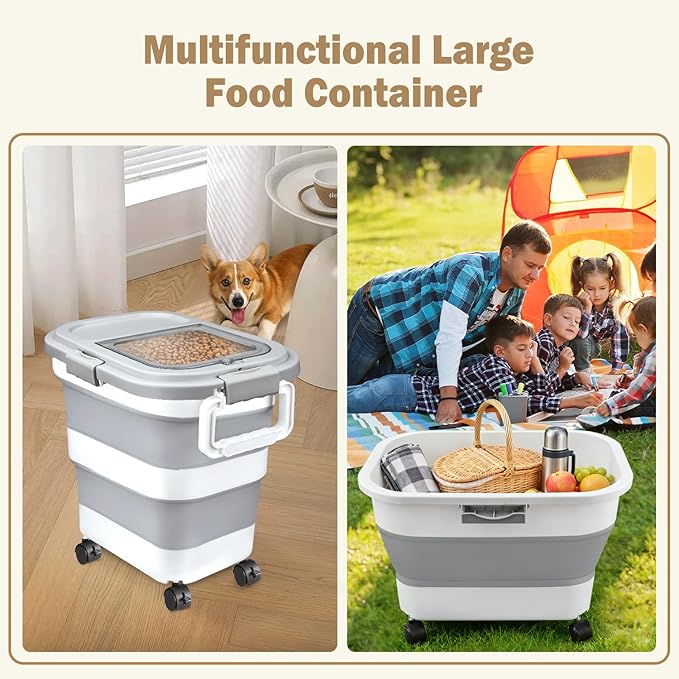 Rice Storage Container, Collapsible Airtight 10-40 Lb Rice Storage Container