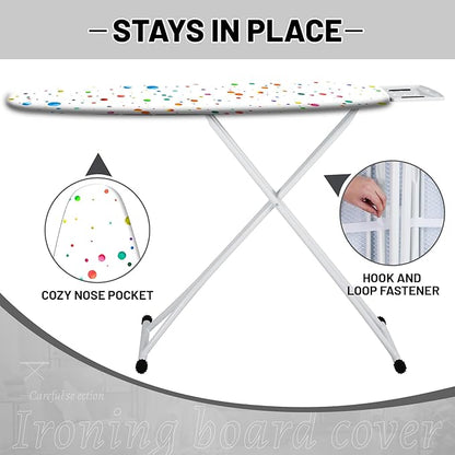 Extra Thick Ironing Board Cover and Pad, Colorful Polka Dot 15x54 Ironing Board