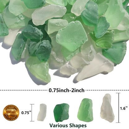 QYGL Sea Glass Block - 1LB Green Mixed Frosted Sea Glass - Vase Filler and Aquarium Ornament, DIY Craft Supplies for Art, Sea Glass Decor, Beach Weddings, and Home Decor