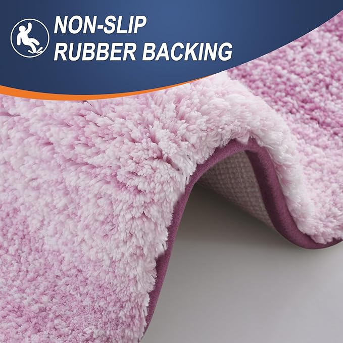 OLANLY Bathroom Runner Rugs Mat 59x17, Extra Soft Absorbent Microfiber Bath Rugs, Rubber Backing, Quick Dry, Long Bath Mats for Bathroom, Tub and Shower, Home Decor Accessories, Pinkish-Purple