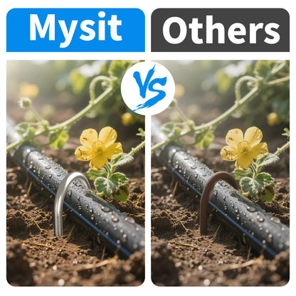 MySit 6 Inch 150 Pack U Shaped Garden Stakes, Heavy Duty 11 Gauge Galvanized Drip Irrigation Stakes Landscape Staples for 1/2" to 1-1/2" Soaker Hose, Weed Barrier, Yard Decorations, Fencing