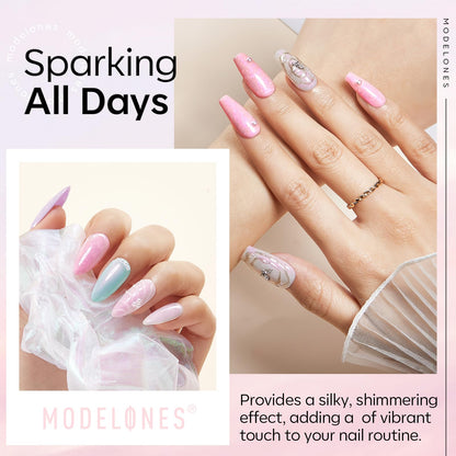modelones Builder Nail Gel with Gel Top Coat, 3Pcs Clear Builder Nail Kit for Thickening Apex Building Extension Rhinestone Gel Tips Glue, U/V LED Lamp Cured for Home DIY Salon Girls