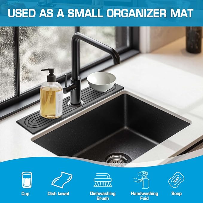Faucet Mat for Kitchen Sink, Diatomite Quick Drying Tray, Long 23.6'' Kitchen