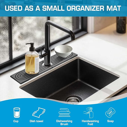 Faucet Mat for Kitchen Sink, Diatomite Quick Drying Tray, Long 23.6'' Kitchen