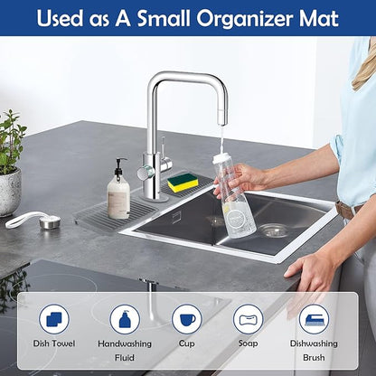 24"Longer Silicone Faucet Mat For Kitchen Sink Splash Guard -7° Slope Snap
