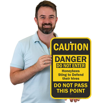 SmartSign "Do Not Enter, Honeybees Sting To Defend Their Hives" Sign | 12" x 18" Aluminum