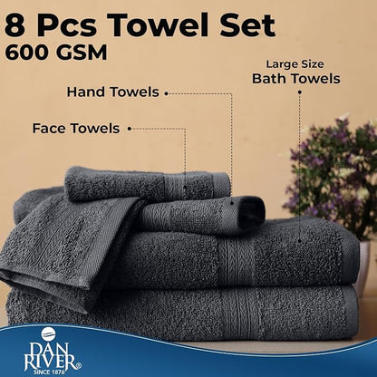 DAN RIVER 8 PC Luxury Bath Towels