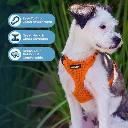 Voyager Step-in Pet Harness - All Weather Mesh, Adjustable Step in Harness for Cats and Dogs by Best Pet Supplies - Orange, XS