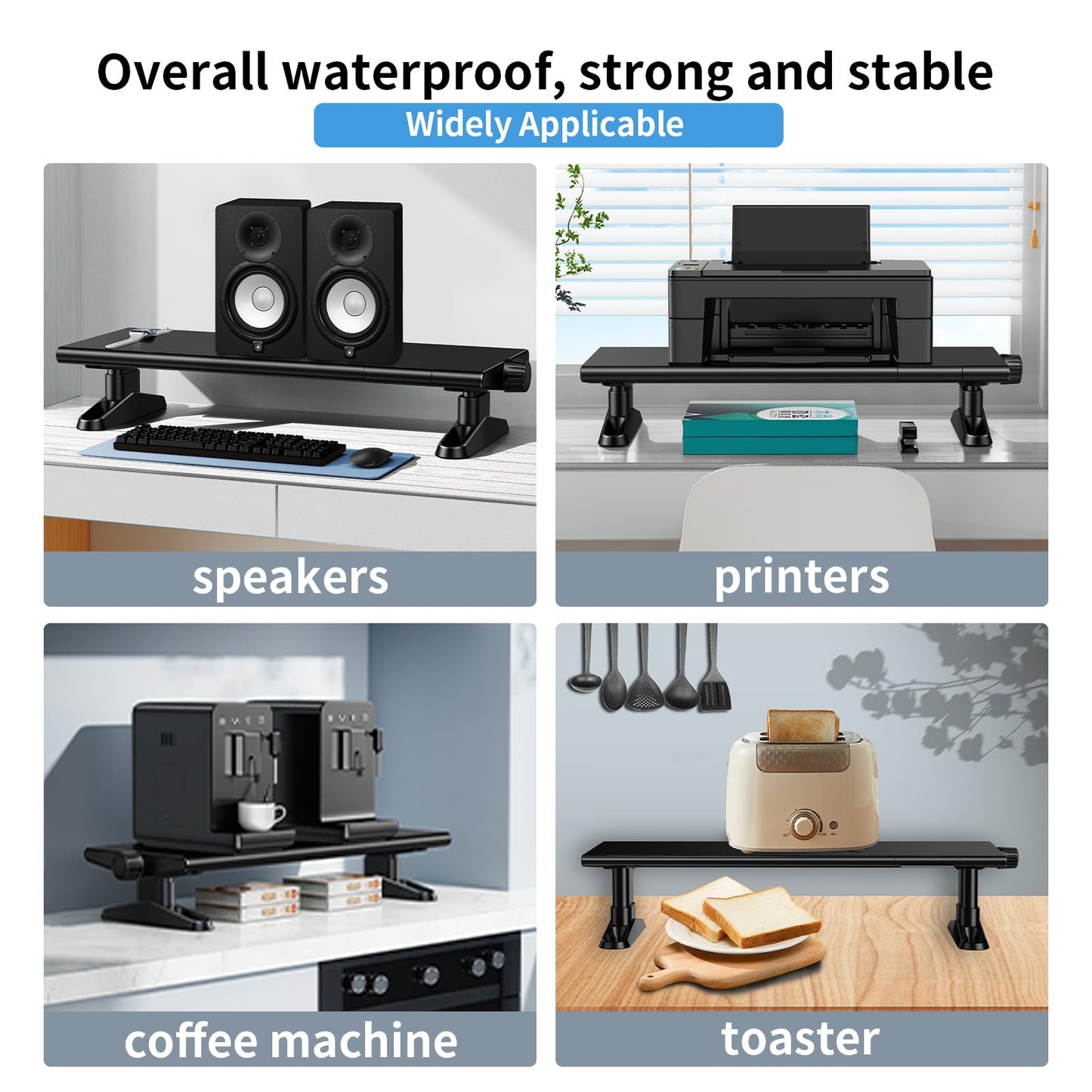 NIFBANG Computer Monitor Stand Riser for Desk,4.4-5.7 Inches Freely Height Adjustable with Cellphone Holder,Multi-Purpose Desktop Organizer Monitor Stands Riser for Computer,Laptop,Printer,TV (BLack)