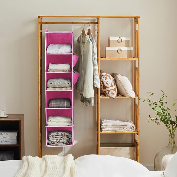 YOUDENOVA Hanging Closet Organizer and Storage, 6-Shelf Closet Hanging Storage