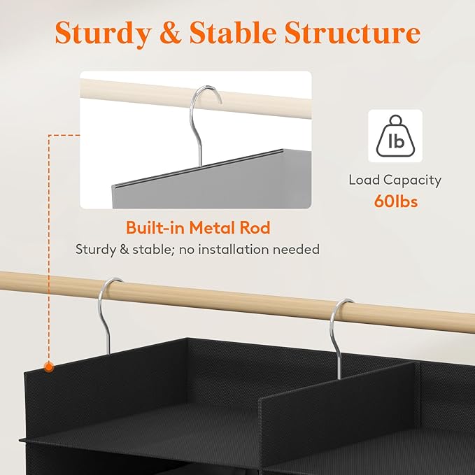 Lifewit Dual-Row Shelf Hanging Closet Organizer and Storage, Clothes Shelves