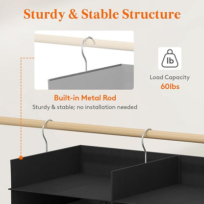 Lifewit Dual-Row Shelf Hanging Closet Organizer and Storage, Clothes Shelves