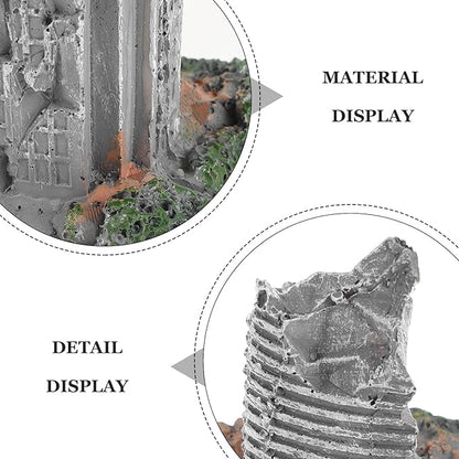 SHOWERORO 3pcs Aquarium Ruins Decorations - Fish Tank Resin Castle Hideouts for Fish Shrimp - Antique Model City Buildings for Underwater Landscaping Decors