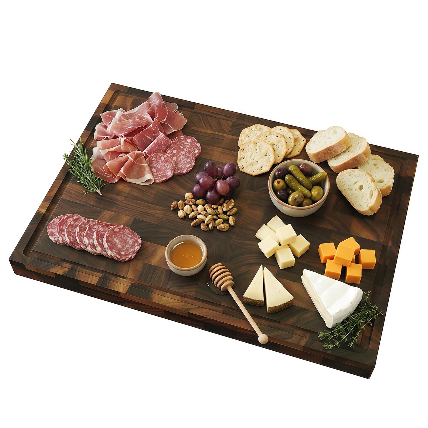 Black Walnut Wood Cutting Board 16.7x12", Heavy Duty Cutting Boards for Kitchen with Juice Groove & Non-slip Feet, Cutting Board for Meat & Veg, Charcuterie Boards, Wooden Trays (Black Walnut)