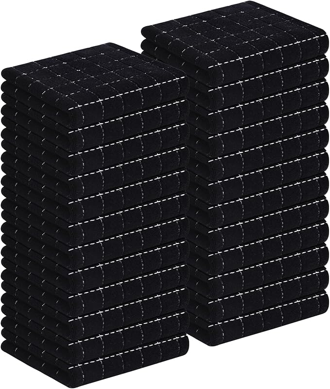 Homaxy 100% Cotton Terry Kitchen Towels, Checkered Designed, Soft and Super