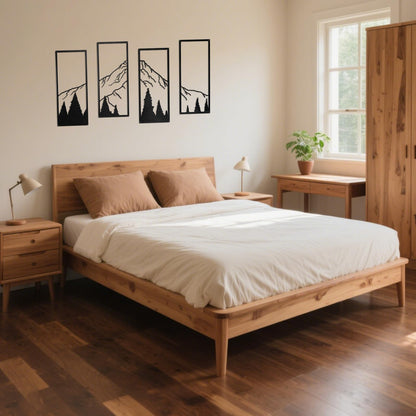 SEISSO 4 Pcs Metal Mountain Wall Art Black Mountain and Forest Wall Decor Line Drawing Metal Wall Sculptures Minimalist Rustic Nature Wall Art Decor for Living Room Office Bedroom Home 17 x 7.5 In