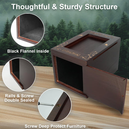CHIEMOT - Wooden Cremation Urns with Photo Frame for Human Ashes Adult Female Male, Wood Urns Box and Casket, Funeral Decorative Urn with Picture for Adults Up to 200 lbs (Large, Cardinal)