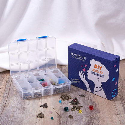 SUNNYCLUE 1 Box DIY 10 Pairs Chandelier Bohemian Earring Making Kit Earring Connector Feather Charms for Jewelry Making Kit Faceted Glass Beads Dream Catcher Links Leaf Assorted Bead Instruction