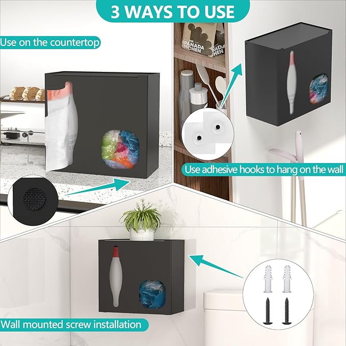 2 in 1 Grocery Bag Holder & Trash Bag Holder Dispenser, Kitchen Grocery Storage