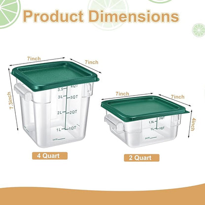 Barydat 4 Pcs Square Food Storage Containers