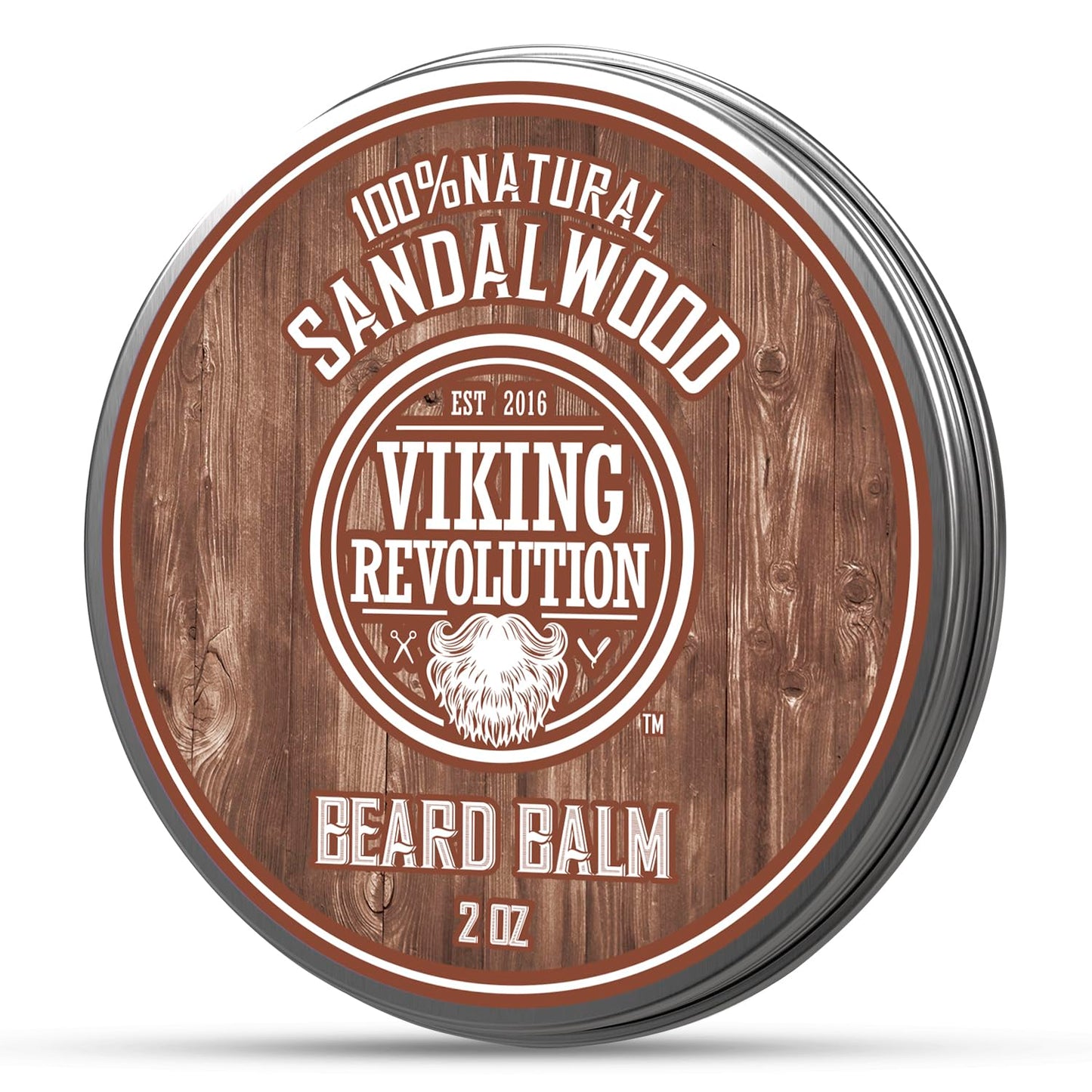Viking Revolution Sandalwood Beard Balm for Men (2oz) and Sandalwood Beard Oil (1 fl oz) Bundle - With Argan and Jojoba Oils - Soften and Moisturize - Stocking Stuffers for Men