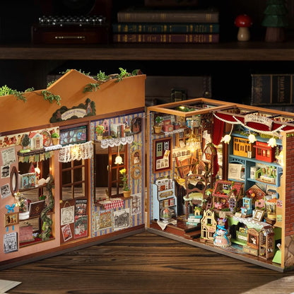 DIY Dollhouse Miniature Kit, Mini Fairy Tale Shop Puzzle Model 1:24 Scale Dolls House Store Furniture Accessories and LED Lights Kid Boy Girl Birthday