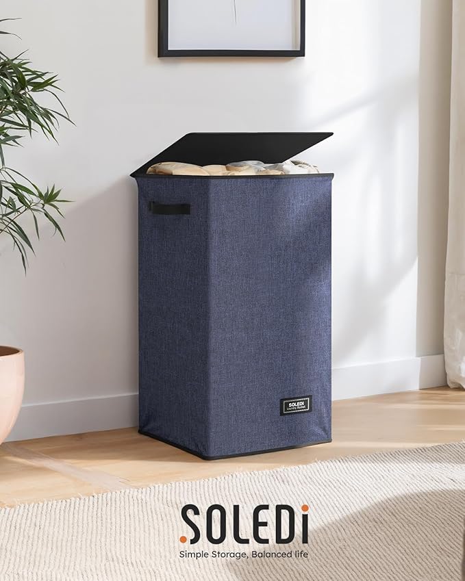 SOLEDI Laundry Hamper with Lid 90L Large & Tall Collapsible Laundry Basket