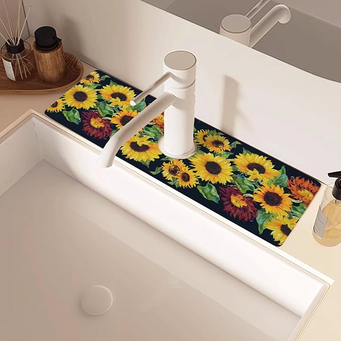 Sink Faucet Absorbing Mat, 2 Pack Drying Mat Around Faucet Sink Splash Guard