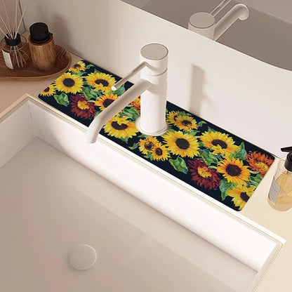 Sink Faucet Absorbing Mat, 2 Pack Drying Mat Around Faucet Sink Splash Guard