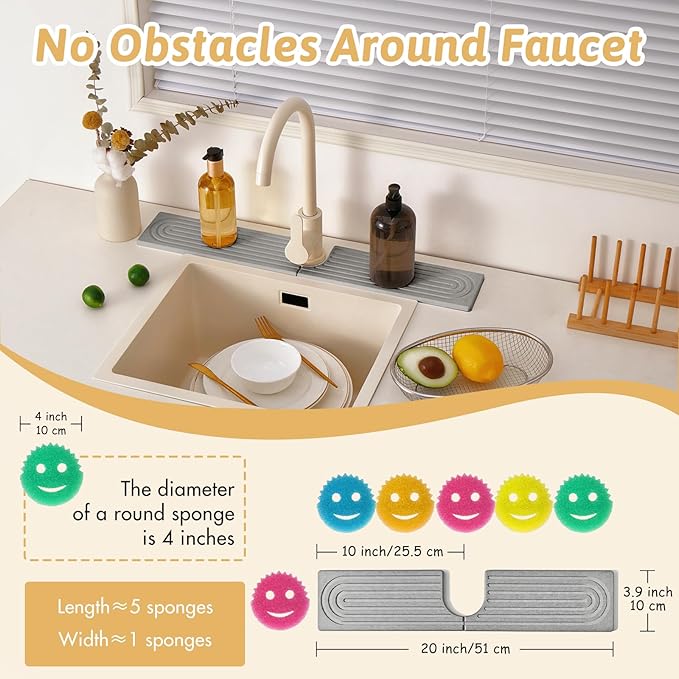 Stone Faucet Mat For Kitchen Sink, Super Absorbent, Sink Stone Quick Dry Around