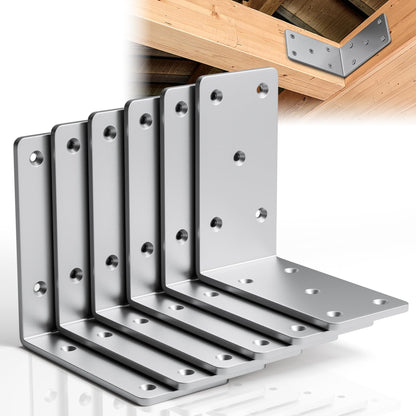 Dabolang 5" X 5"Heavy Duty Shelf Brackets,6PCS L Brackets for Wood,L-Shape Corner Bracket,90 Degree Angle Bracket,Galvanized Corner Brace for Wood Furniture, Bed Frames, Shelving & Timber Projects